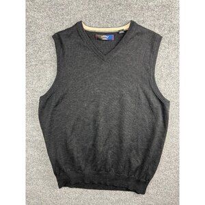 VNTG Callaway Golf Merino Wool Vest Men's Large Gray Pullover‎ V Neck Sweater
